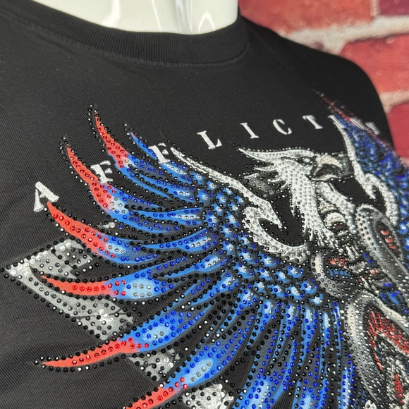 Affliction Black Label Men’s Eagle Rhinestone Short Sleeve T-shirt- XL - NWT - Picture 7 of 15